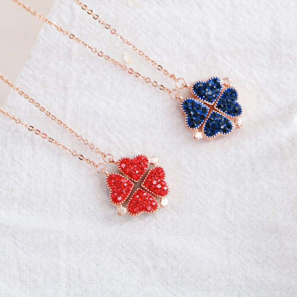 Collana Portafortuna A Quadrifoglio Per Figlia – Regalo Di Compleanno Con Rosa Eterna, Design Pieghievole